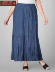 Crinkle Denim Skirt