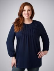Long Sleeve Pintuck Tunic