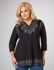Foil Screen Splitneck Tunic