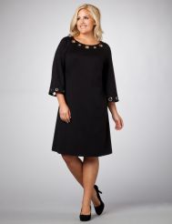 Grommet Trim Ponte Knit Dress