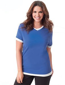 Suprema Satin Trim V-Neck