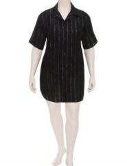 Gauze cover up with Lurex&reg; metallic stripes