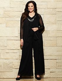 Sheer Duet Top &amp; Pearl Necklace