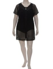 Open weave mesh zippered cover up