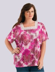 Lace trim gauze tee
