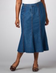 Whipstitch Denim Skirt