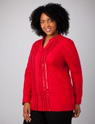 Ruffle Front Sequin Shirt