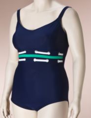 One piece grommet trim swimsuit