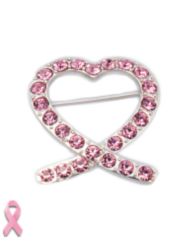 Pink Ribbon Heart Pin