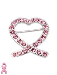 Pink Ribbon Heart Pin