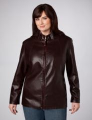 Faux Leather Scuba Jacket