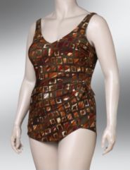 Metallic print sarong swimdress