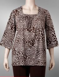 Leaf print squareneck tunic