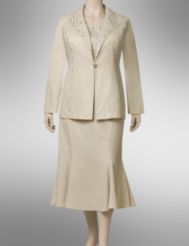Rhinestone trim skirt suit