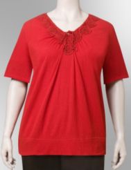 Crochet trim crinkle top
