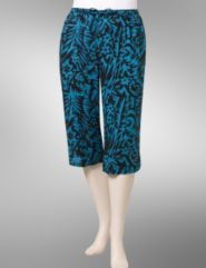 Leaf print challis capris