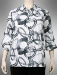 Ring print shadow stripe blouse