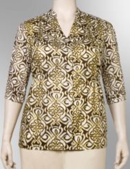 Foil print smocked shirt