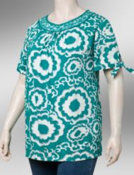 Twin print knit top