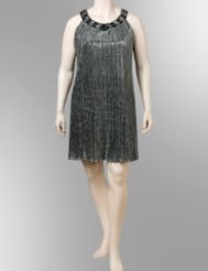 Jeweled neck silver dress