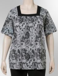 Print lace squareneck tunic