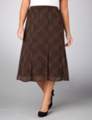 Windowpane Georgette Godet Skirt