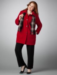 Wool Blend Coat With Scarf