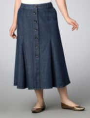 Button Front Denim Skirt