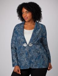 Print Denim Blazer