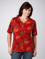 Paisley Print V-Neck Tee