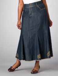 Embellished Denim Trumpet Skirt