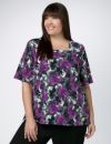 Watercolor Print Slinky Knit Top