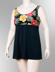 Floral print empire swimdress