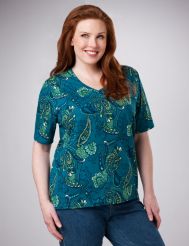 Paisley Print V-Neck Tee