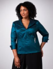 Asymmetrical Taffeta Evening Blouse