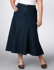 Stretch Denim Flared Skirt