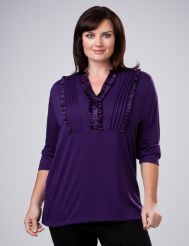 Satin Ruffle Trim Tee