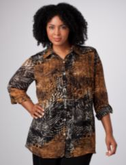 Animal Print Roll Sleeve Tunic
