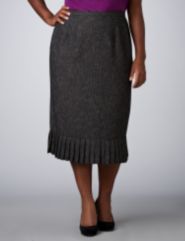 Pleated Hem Tweed Skirt