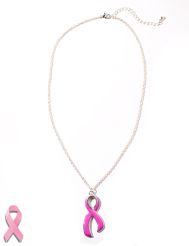 Pink Ribbon Pendant Necklace