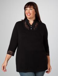 Layered Look Lace Trim Sweater