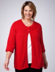 2-Button Cable Trim Cardigan