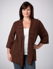 Tonal Pleated Open Cardigan