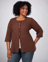 Squareneck Mixed Stitch Cardigan