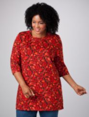 Tab Trim Oversized Print Tunic