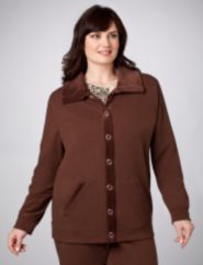Velour Trim Snap Front Jacket