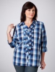 Ruffle Plaid Blouse