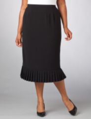 Pleated Hem Crepe Skirt