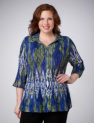 Diamond Print Pleat Blouse
