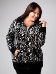 Scroll Print Velour Jacket